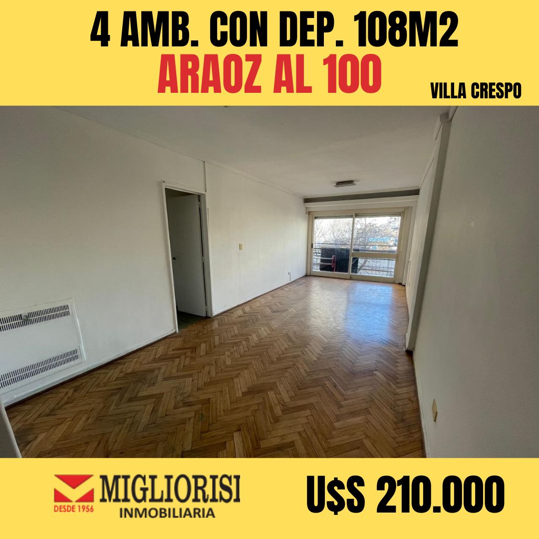 Departamento de 5 ambientes en  Venta en Villa Crespo. ARAOZ al 100. Imagen 1