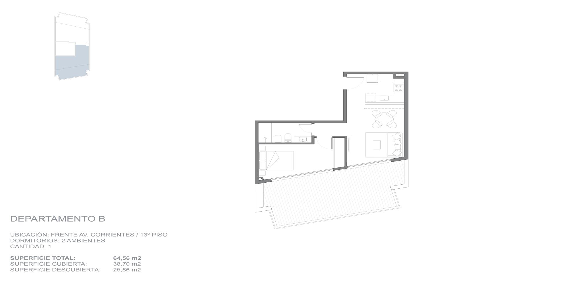 Departamento de 2 ambientes en  Venta en Villa Crespo. CORRIENTES al 5100. Imagen 1