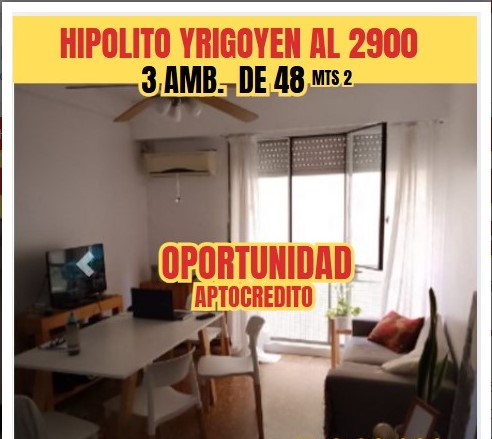 Departamento de 3 ambientes en  Venta en Balvanera. HIPOLITO YRIGOYEN al 2900. Imagen 1