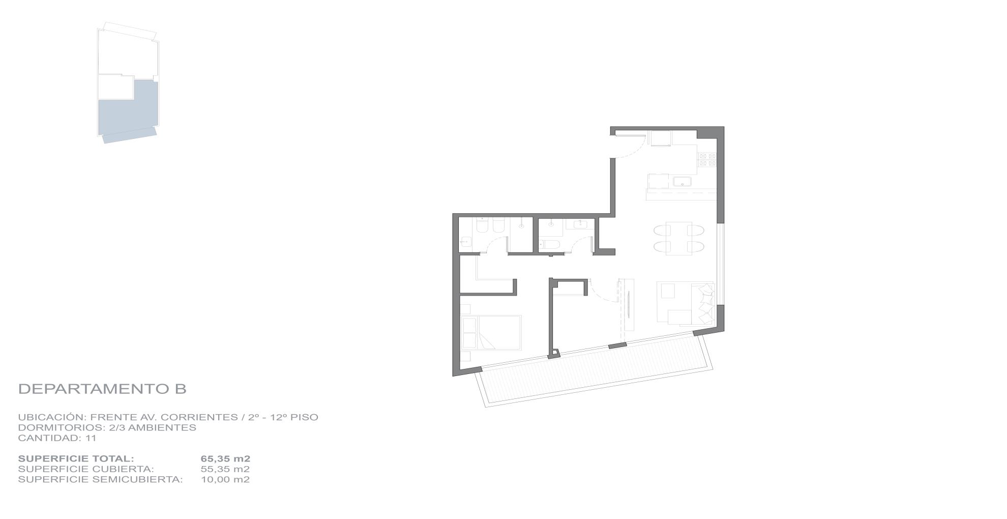 Departamento de 3 ambientes en Venta en Villa crespo