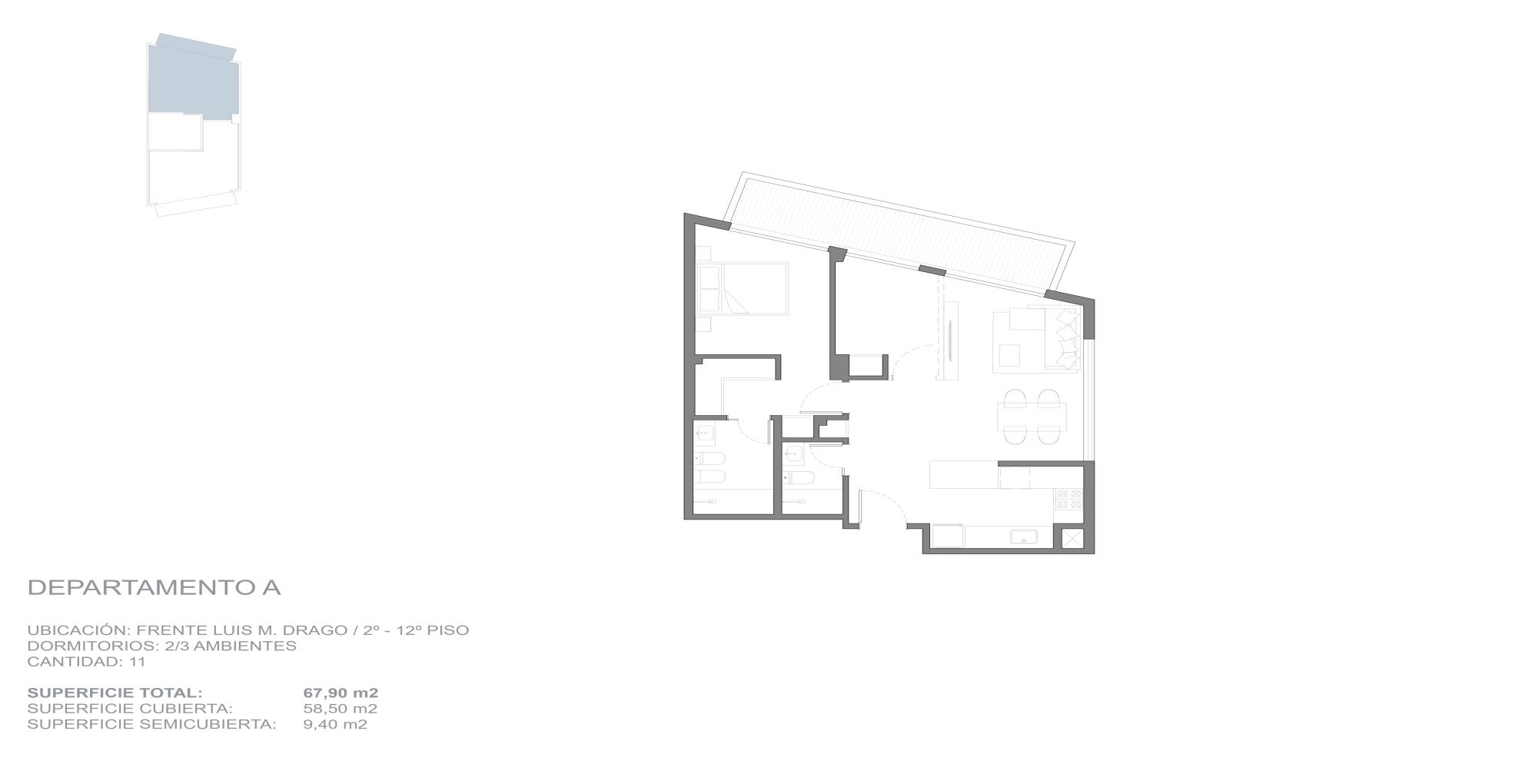 Departamento de 3 ambientes en Venta en Villa crespo
